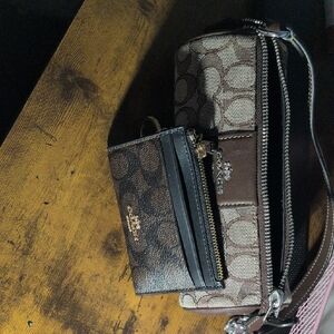 Brown Patterned Women's Bag and Card Holder Set